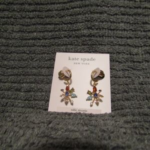 Kate Spade Firework Floral huggie Earrings Color Snowflake drop